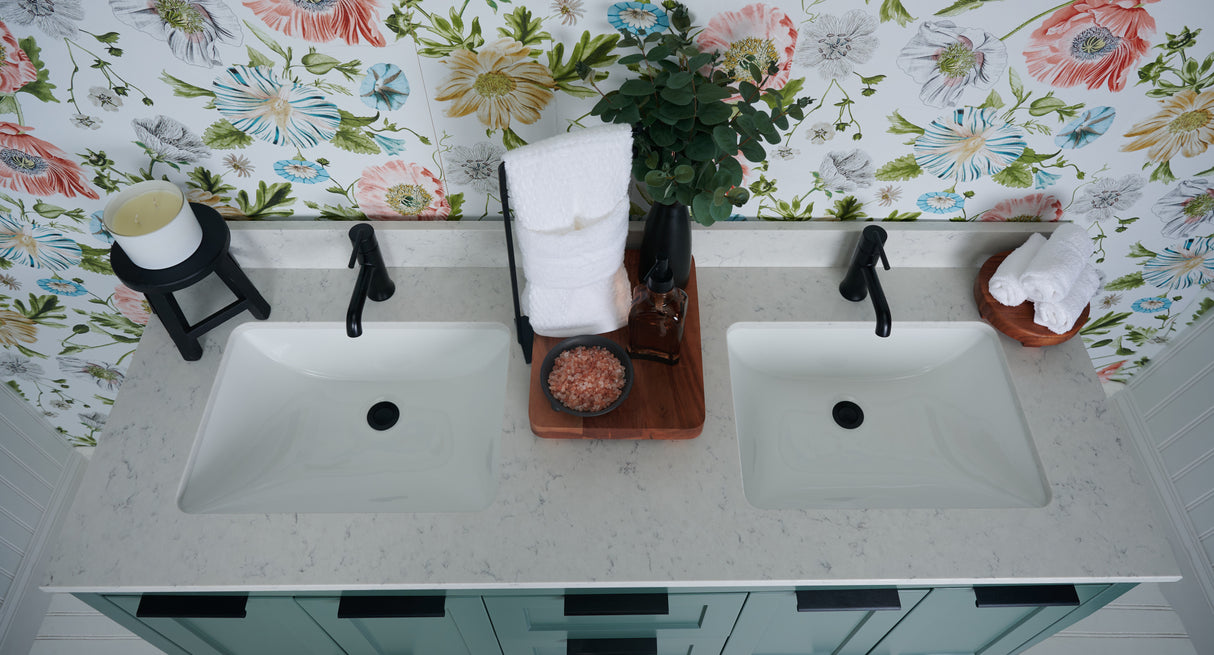 61" Double Bowl Quartz Vanity Top
