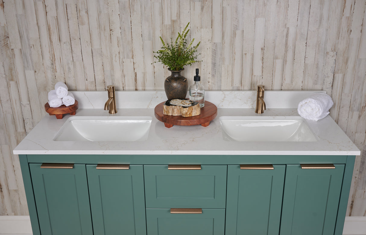 61" Double Bowl Quartz Vanity Top